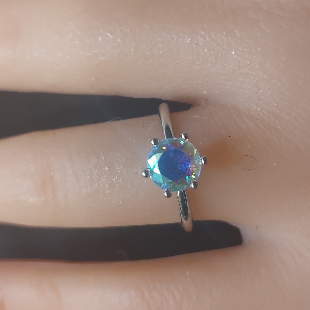 Crystal Multicolor Solitaire Style Ring - 2 Sizes Available - Picture 6 of 6